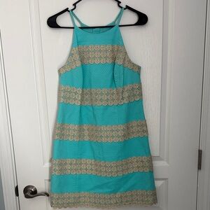 Lilly Pulitzer Turquoise and Gold Mini Dress